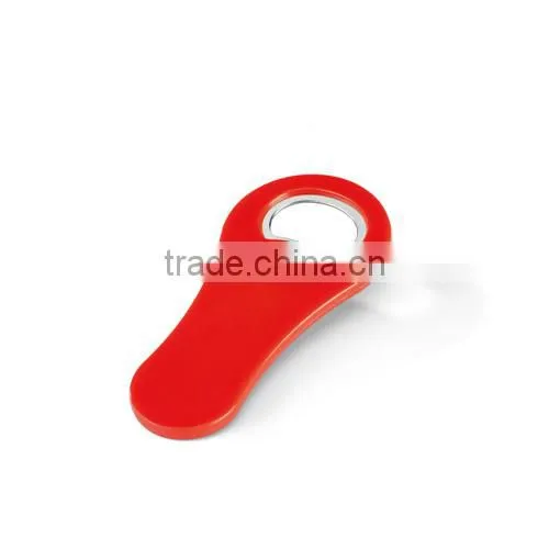 plastic bottle opener with magnet and keychain