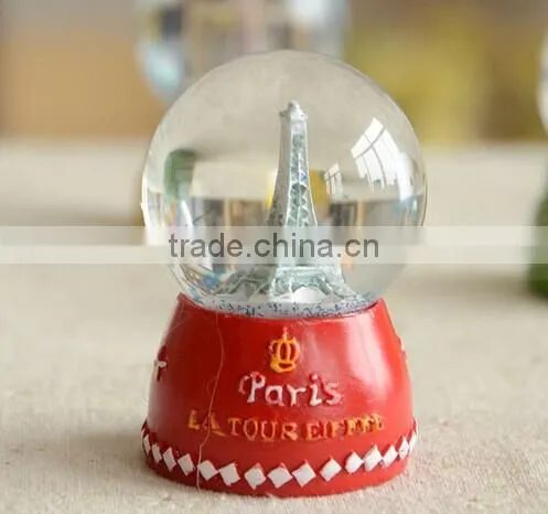 Paris souvenir red base resin Eiffel Tower snowball gifts