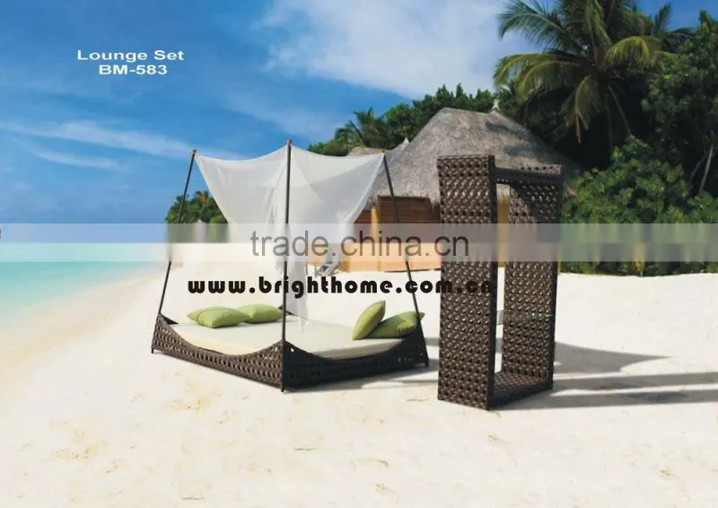 Wicker PE rattan handcraft BM-583 Beach Sunbed Outdoor