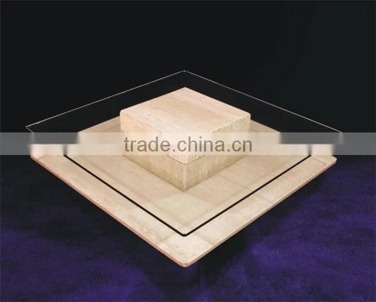 Luxury glass travertine coffee table,Living room furniture design tea table