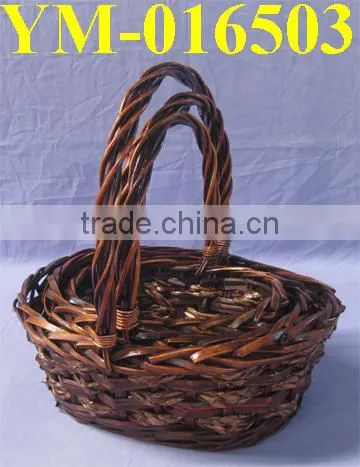 Boat Shaped Wicker Basket with Handle
