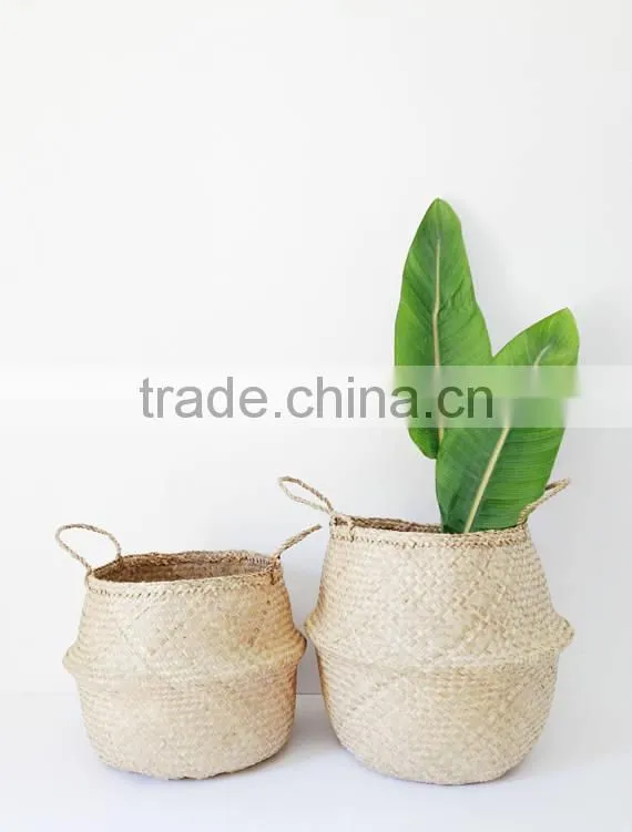 Indoor plants basket/Seagrass storage basket/Seagrass belly basket