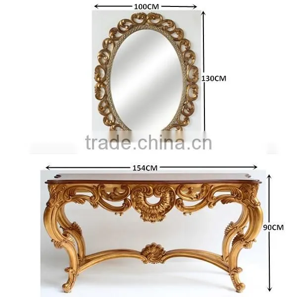 Living Room Furniture Baroque Style Console Table With Wall Mirror