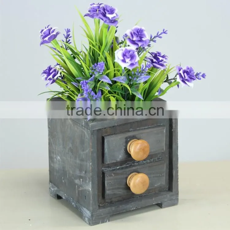 Wooden drawer shape flowerpot and garden planter