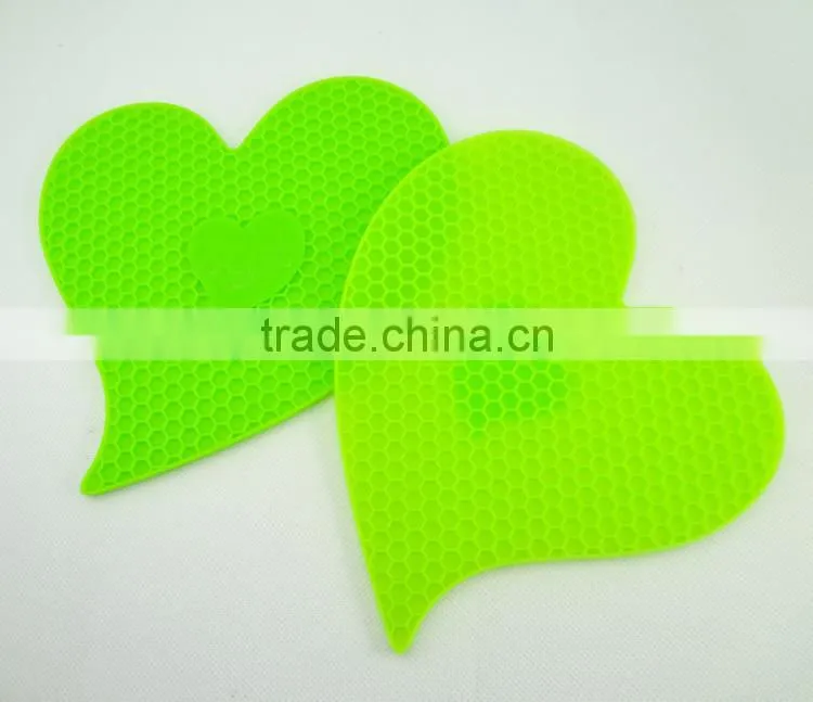 Lover heart cellular shaped Heat Resistant Silicone Pot Holder/Mat/Pad/Trivet/Coaster