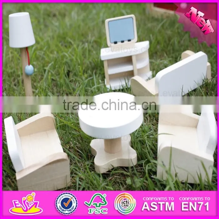 2016 hot sale baby wooden doll furniture set, top fashion kids wooden doll furniture set, children wooden doll furniture W06B047