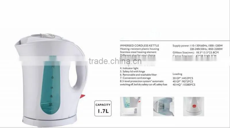 Traditional plastic eletric kettle/ water kettle 1.7L