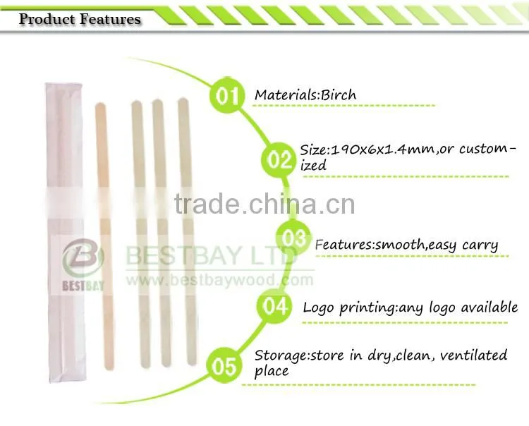 Wooden coffee stirrers Individually packed