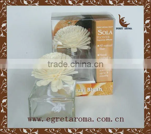 EA3-0851 Chrismas gift set sola flower on square glass bottle natural scent diffuser fragrance diffuser