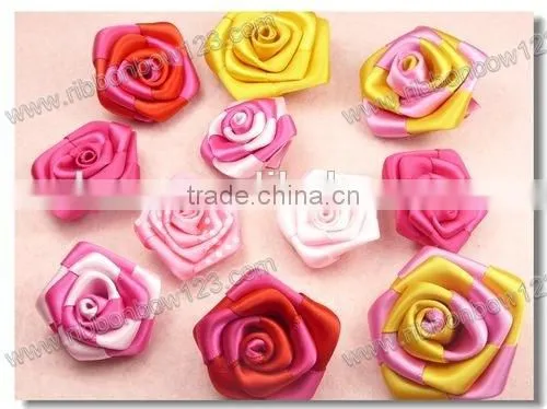 2015 pure handmade Satin ribbon rose flower for fancy dress