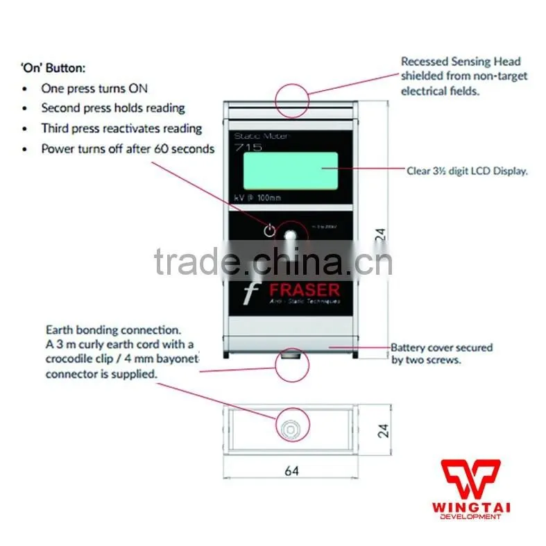 UK FRASER Static Meter 715 For Plastic,Packing Industry