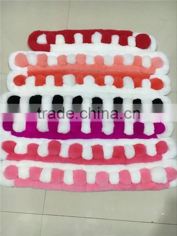2016 New Genuine Rex Rabbit Fur Scarf Fur Wraps Muffler Fur Balls Warmer for Winter Shawls scarf