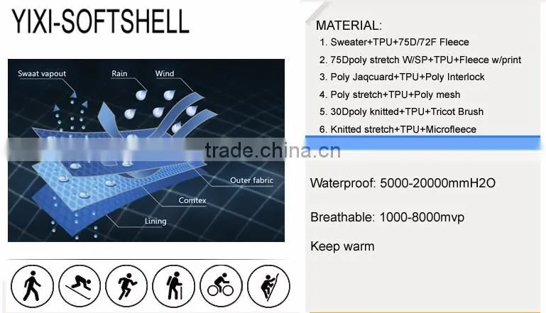 Man Outdoor sportswear bike jacket windproof softshell jacket