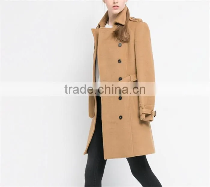 double breasted ladies elegant thick warm winter coat with original weave