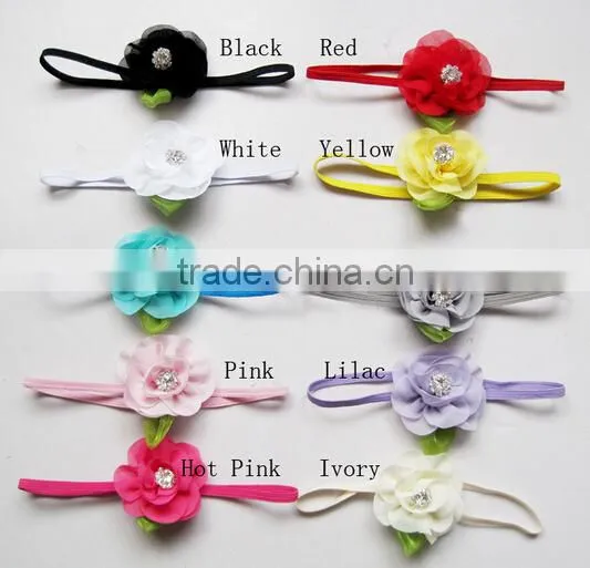 new born baby girl headband, small chiffon flower baby headband