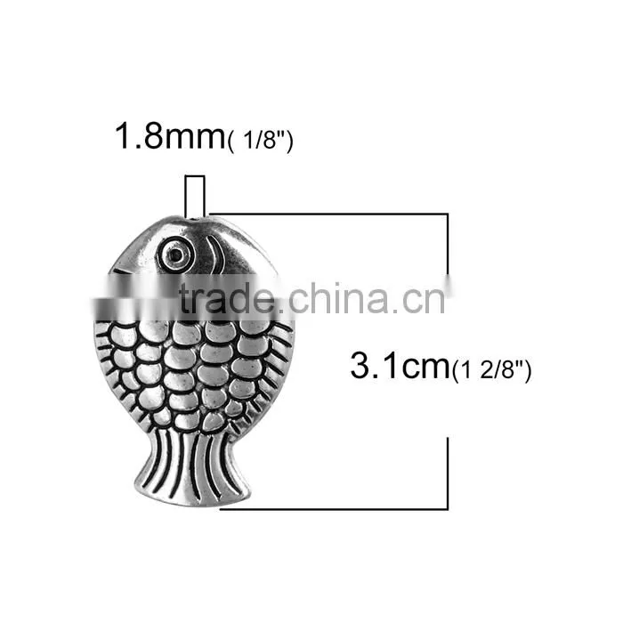 Zinc Based Alloy Spacer Beads Fish Animal Antique Silver