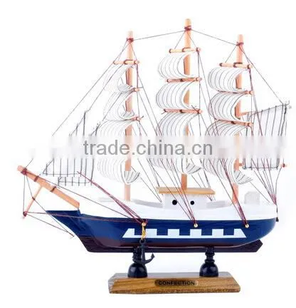 2pc Wooden Sailing Boat Ship Model Decor Collection 6 Tones