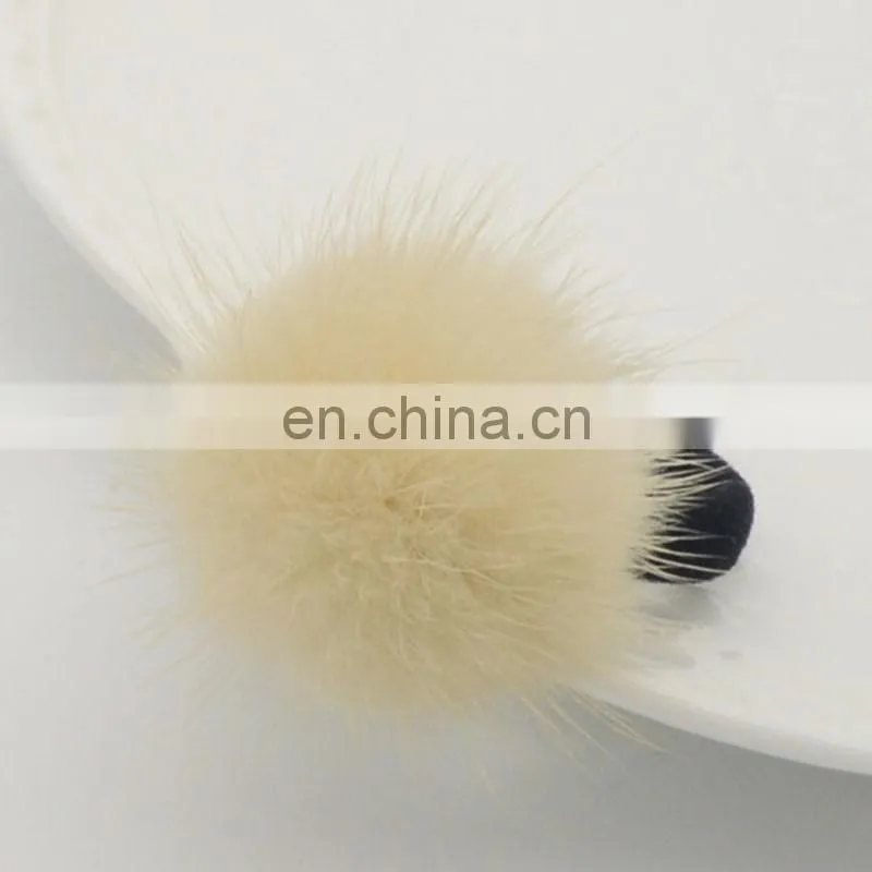 Cute small round mink fur ball hair accessory for kids girl decoration
