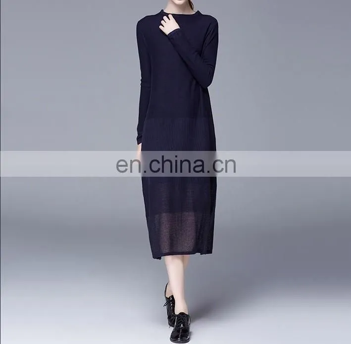 2016 China Clothing Factory customize fashion simple chiffon lady knit dress