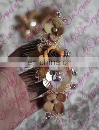 Aidocrystal champagne fashion party ladies rhinestone hair comb fascinators,bridal headpiece