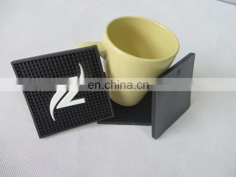 3D custom PVC glass drink coaster with embossed logo for mass selling