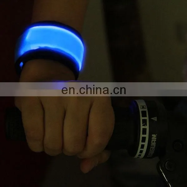 Sport Safety Customized LOGO Printing Nylon Wristband LED Running Slap Bracelet