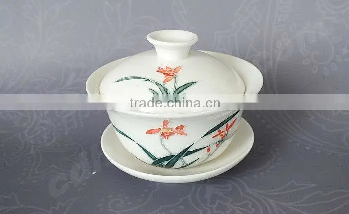 Flower Porcelain Gongfu Teacup Gaiwan 120ml,tureen