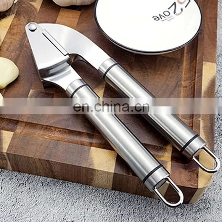 Custom Logo Amazon Online Shopping Kitchen Accessories Manual Stainless steel Garlic Press Crusher Mincer With Peeler And Brush