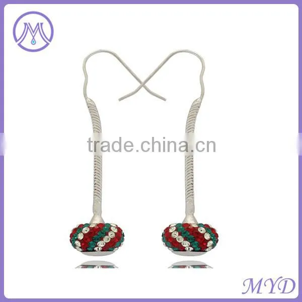 hand micro paved crystal ball bead earrings made in shenzhen