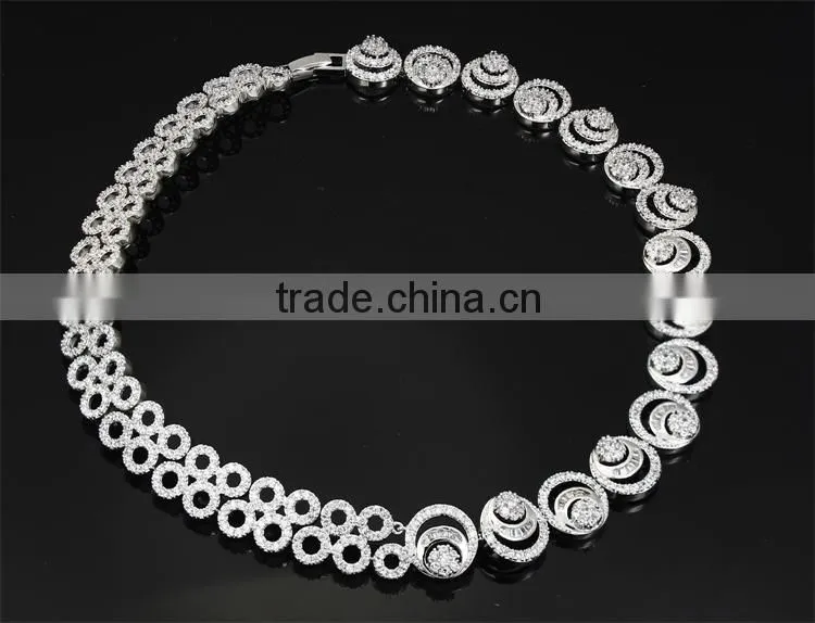 Round Top AAA Quality Cubic Zirconia Dubai White Gold Luxury Bridal Jewelry Set