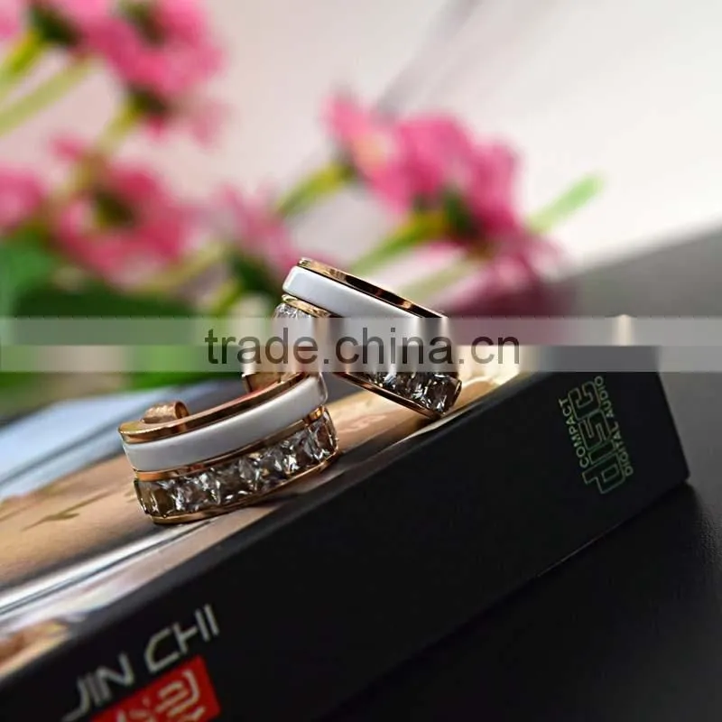 fashion jewellery rose plate stainless steel jewelry ceramics diamond earring stud