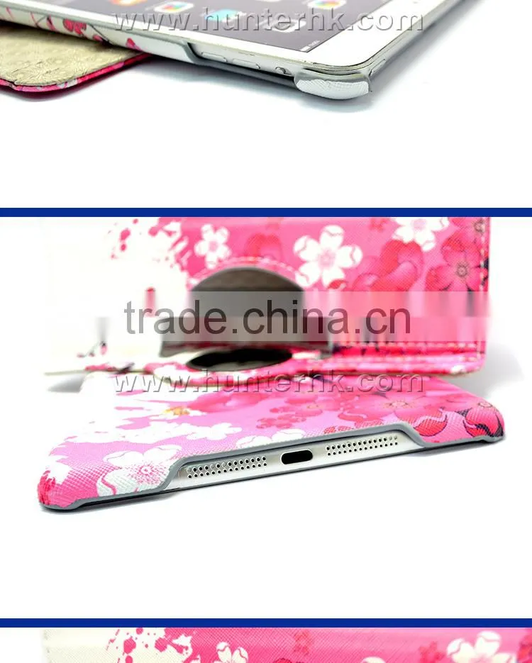Pink Flower Rotating Tablet Case For iPad Mini 4