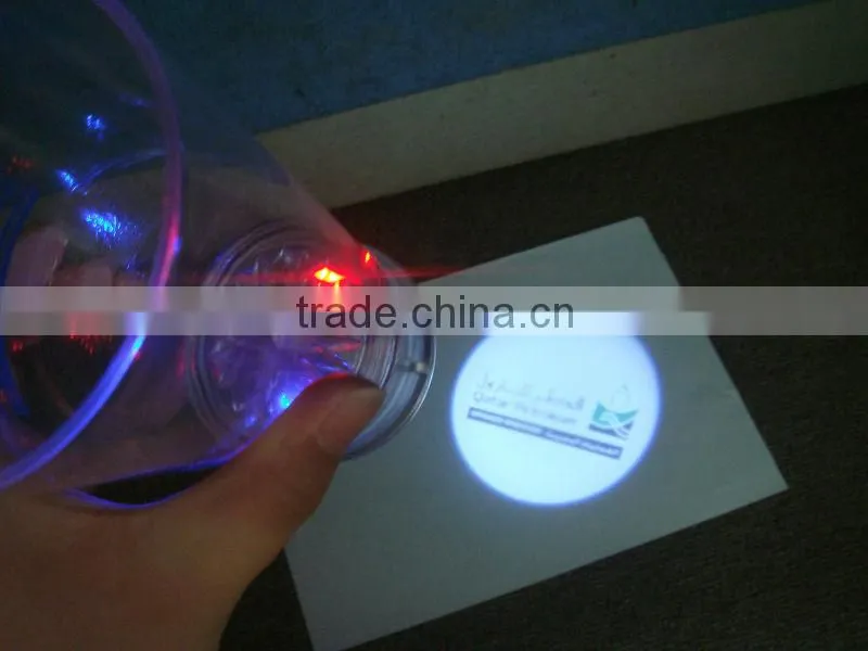 2014 hot selling Summer drinking projection cup for party and pub, led flashling cup, led logo projector cup ,custom led cup