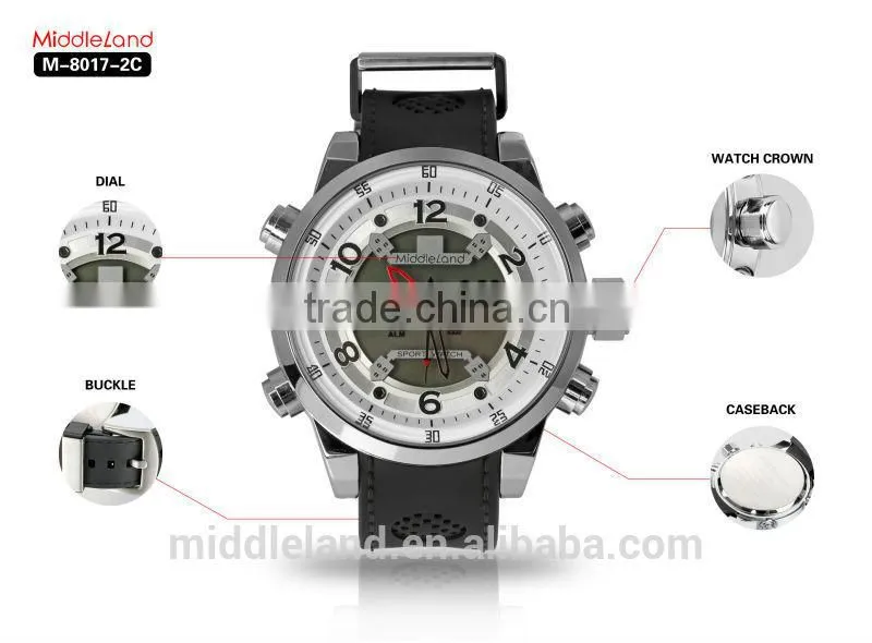 NEW!LED watch with leather band 2015 middleland show into market