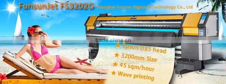 Funsunjet FS3202G 3.2m / 10ft wide format printer with dx5 head for SAV adhesive vinyl sticker printing 1440dpi