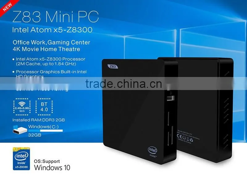 Z83 Intel Atom cherry trail X5-Z8300 Quad Core 2GB RAM 32GB ROM smart tv box