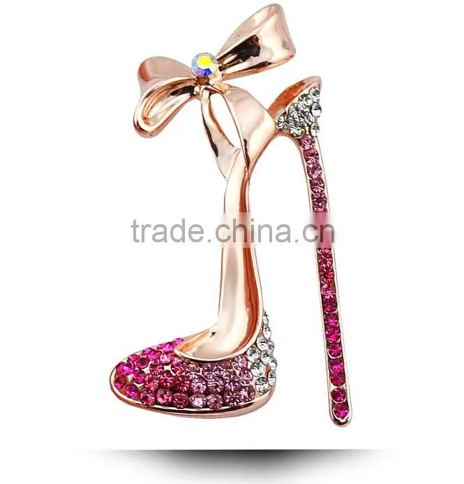 Rhinestone Fashion Women Butterfly Knob Heel Brooch