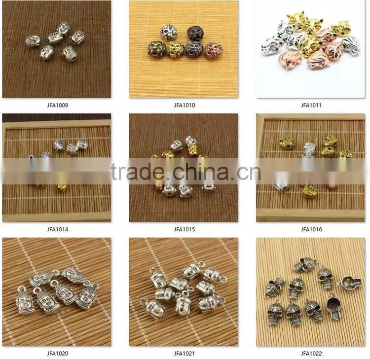 JFA1047 Silver gold rose gold plated metal laughing buddha head beads