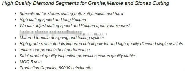 1000mm diamond segment for marble