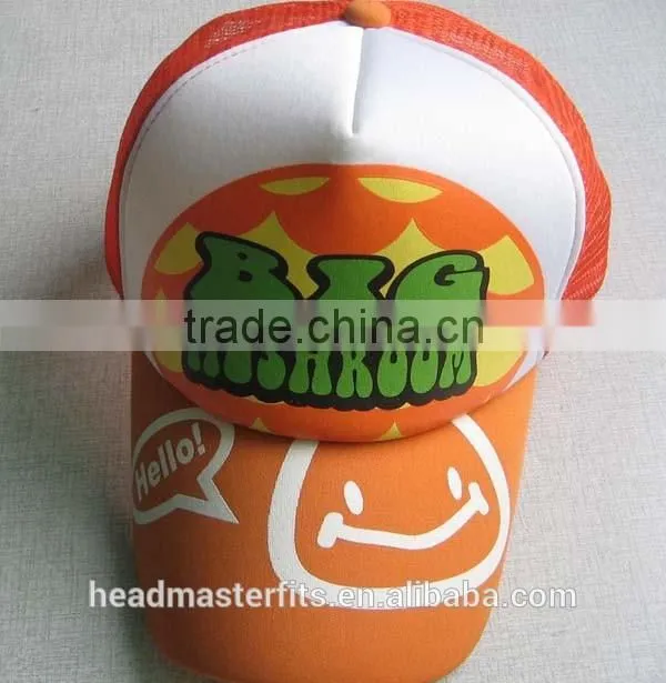 Printed logo short brill plain baseball caps mesh kids trucker cap foam hat