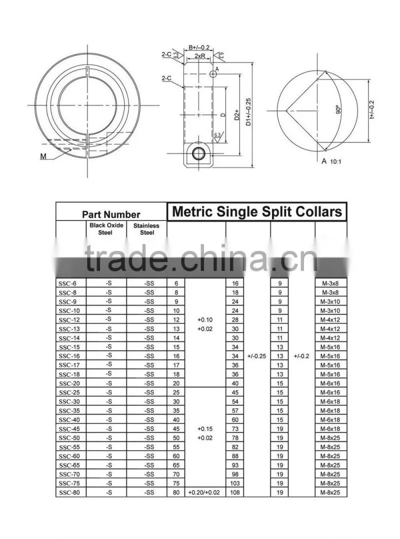 Black Oxide Steel shaft locking collars