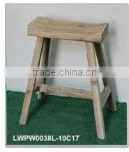 Vintage White Slats Wooden Small Folding Stool