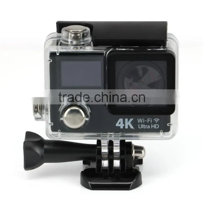Dual screen waterproof full HD 1080p WiFi sport camera 4K 25fps with wireless remote bracelet