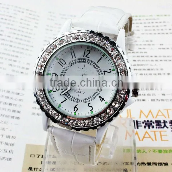 New quartz couple watches diamond couple watches pu leather couple watches