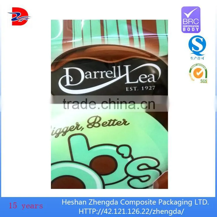 Custom chocolate ball snack stand up dried food packaging zipper bag with window
