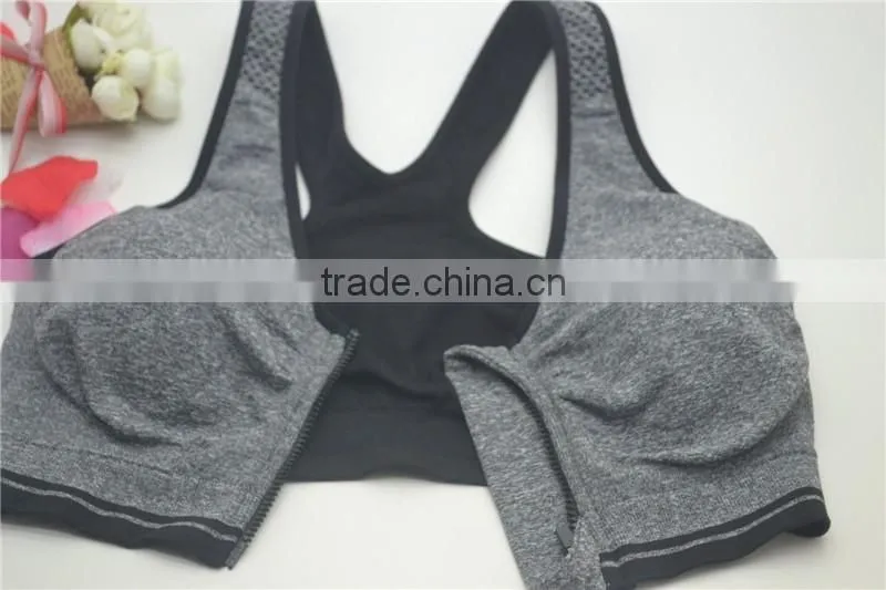 Fitness ladies H-shaped sports zipper bra underwear wholesale