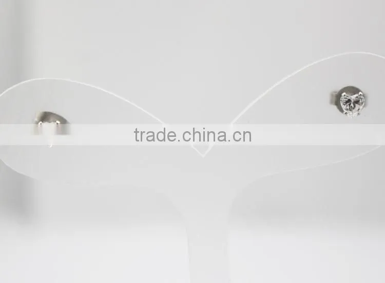 Trendy steel earring studs with clear crystal office lady stud earring with heart crystal