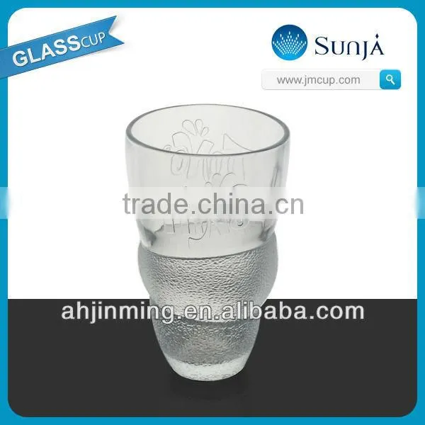 Novelty Embossed Glass Drinking Mug Machine Pressed Glasses