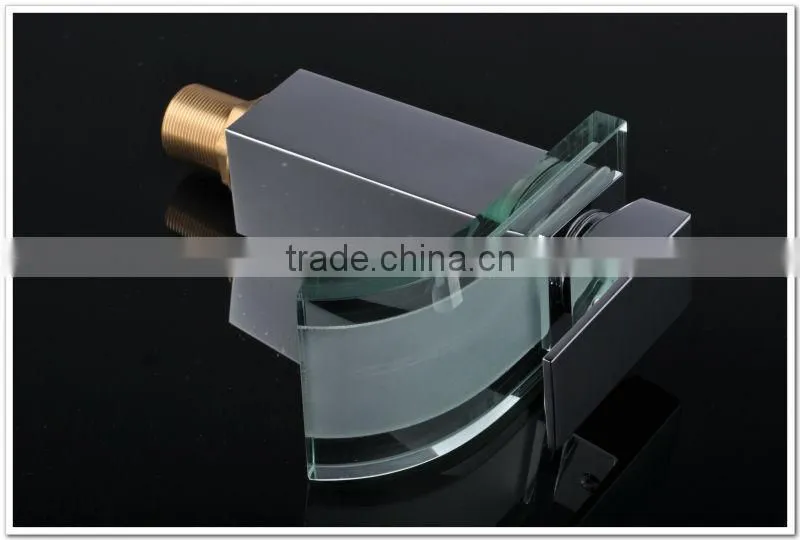 Chromed Square Body Glass Waterfall Basin faucet,Water Tap QH0822