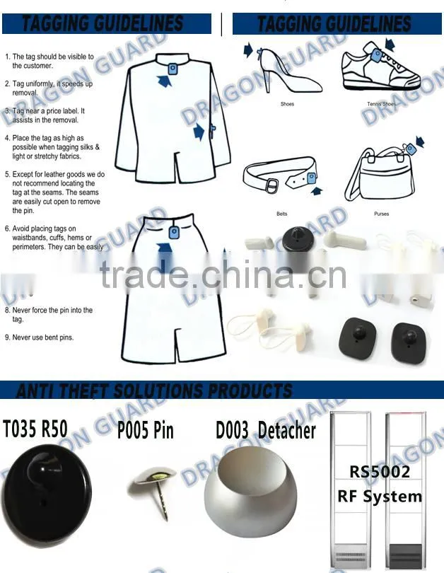 EAS system accessory garment round security tag, anti-theft clothing tags, 8.2mhz rf eas hard tag